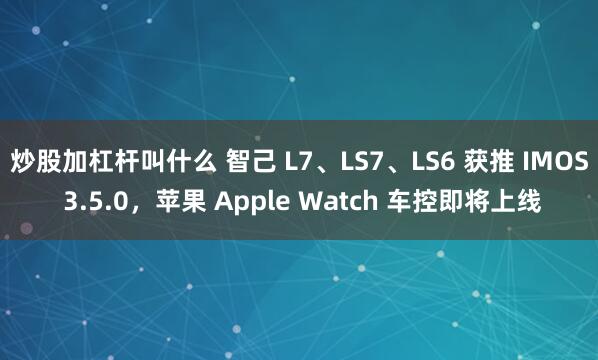 炒股加杠杆叫什么 智己 L7、LS7、LS6 获推 IMOS 3.5.0，苹果 Apple Watch 车控即将上线