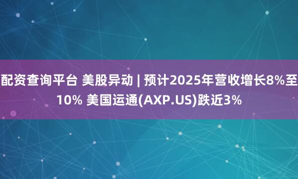 配资查询平台 美股异动 | 预计2025年营收增长8%至10% 美国运通(AXP.US)跌近3%