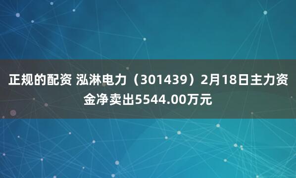 正规的配资 泓淋电力（301439）2月18日主力资金净卖出5544.00万元