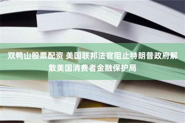 双鸭山股票配资 美国联邦法官阻止特朗普政府解散美国消费者金融保护局